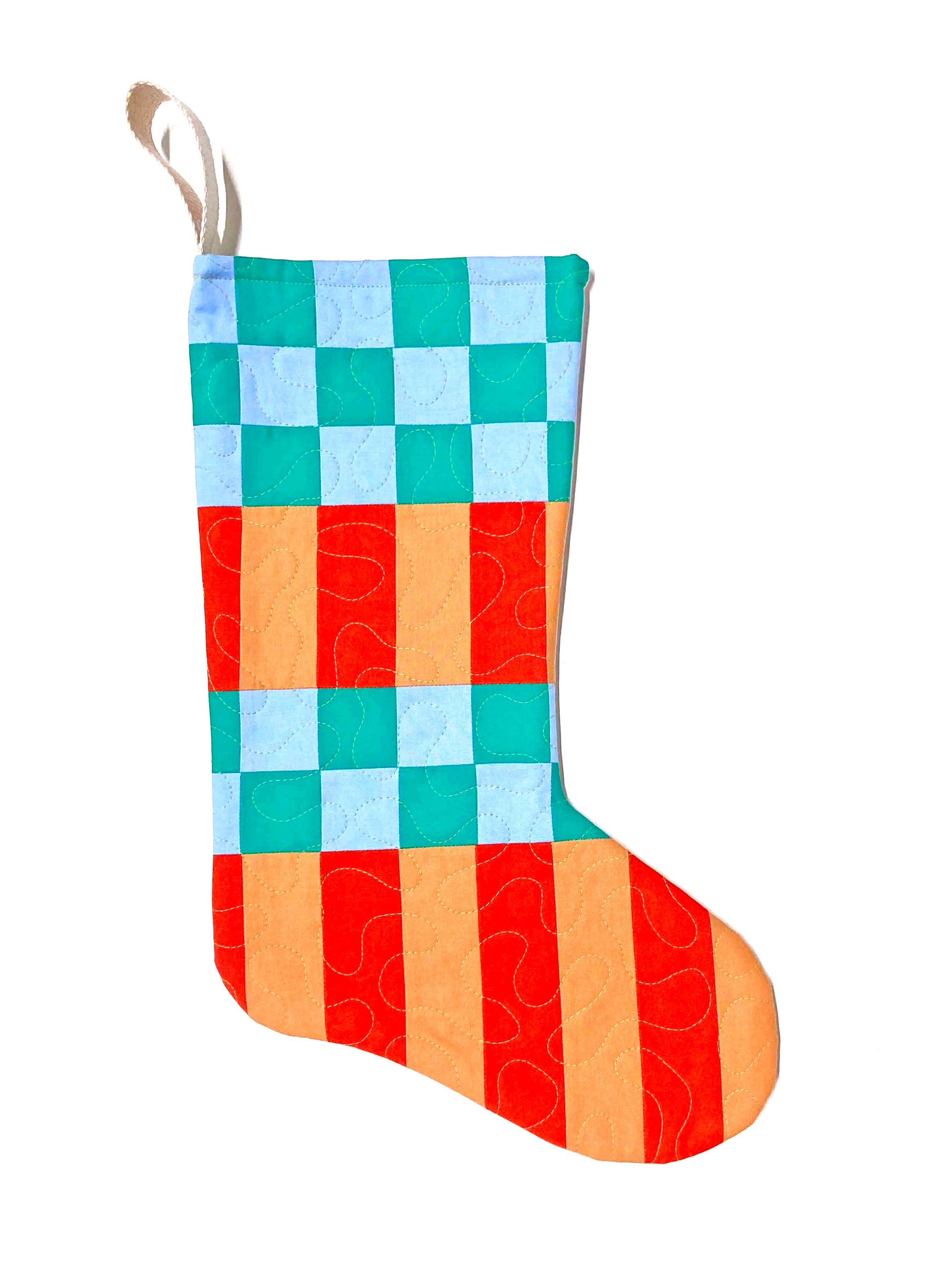 Teal Spice Quilt Stocking